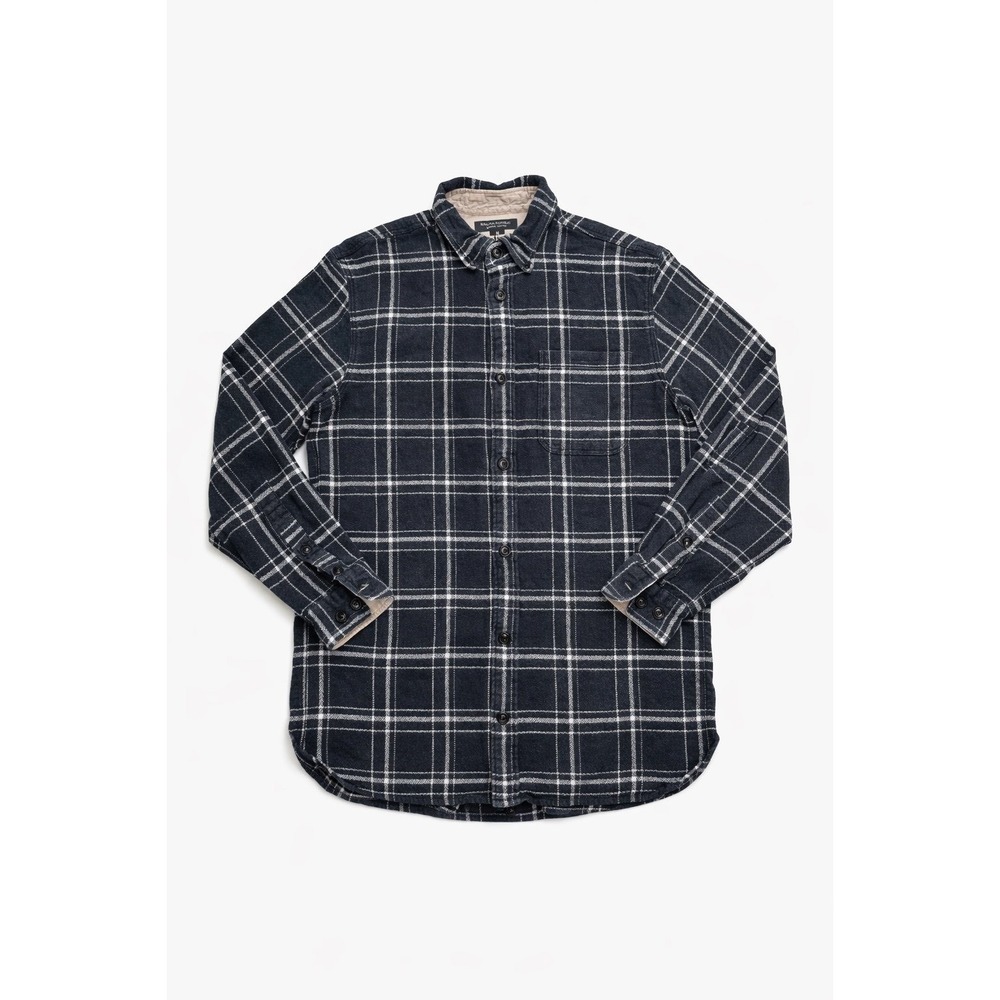Banana Republic Organic Cotton Plaid Flannel Shirt Black White‎ Size M